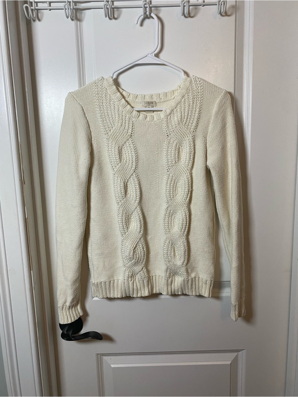 J. Crew Cream Cable-Knit Crewneck Sweater